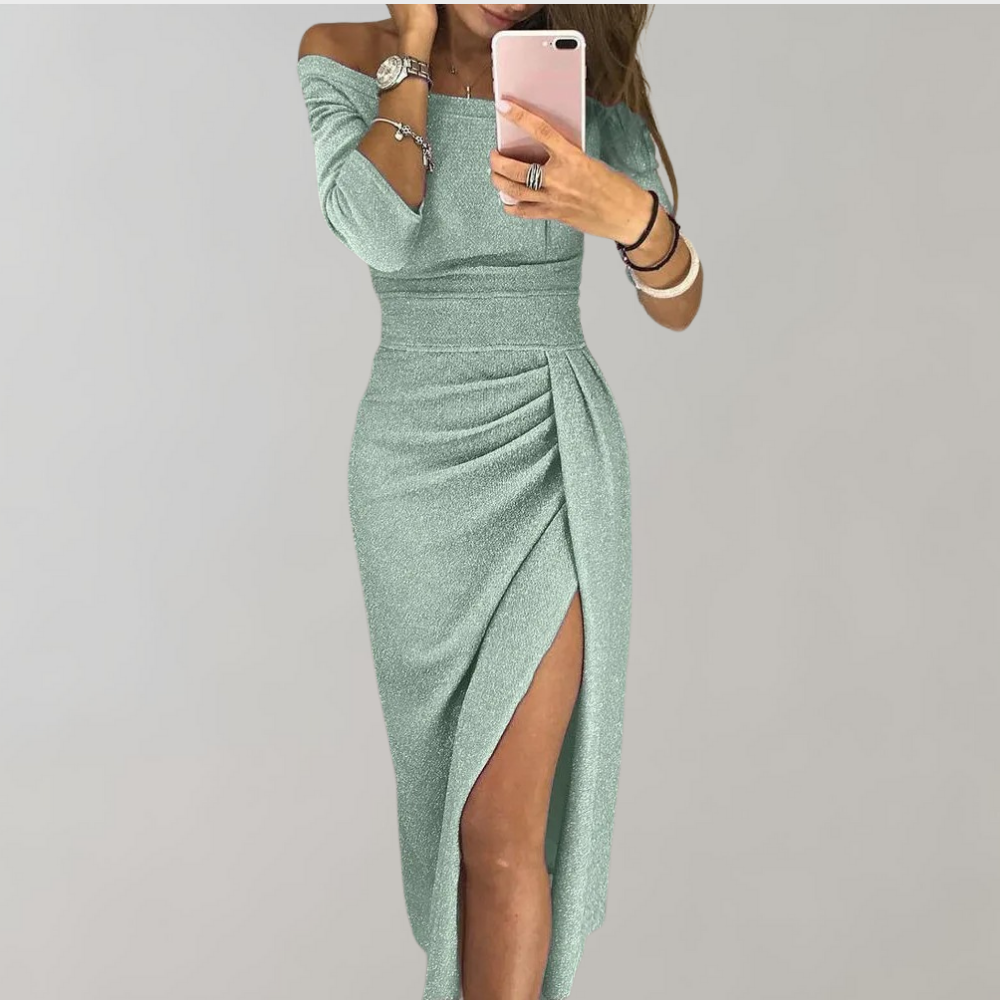 Isabella – Dames Avondjurk met Off-Shoulder en Glitter