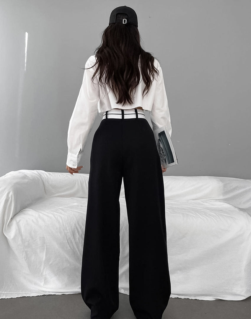 Isabella – Vrouwenbroek met Asymmetrische Tailleband en Wijde Pasvorm