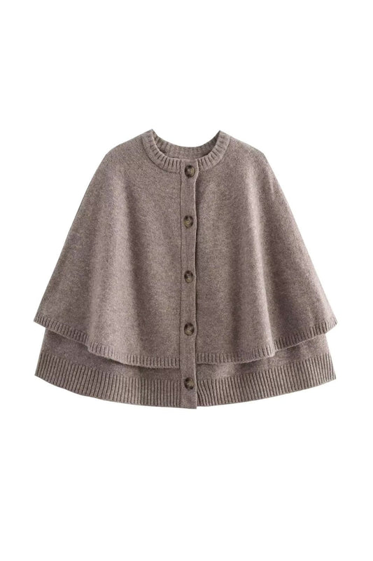 Aurora – Casual Cape-Style Damesvest met Ronde Hals