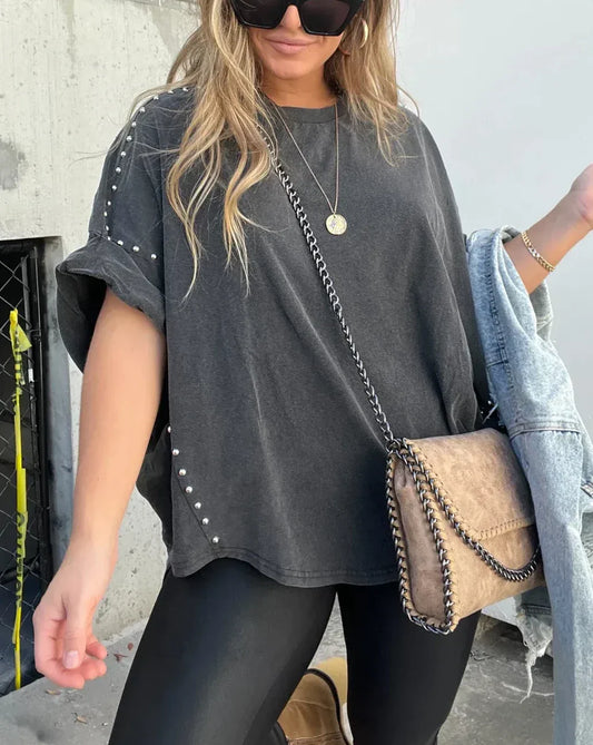Camille – Oversized Studded Women's Blouse