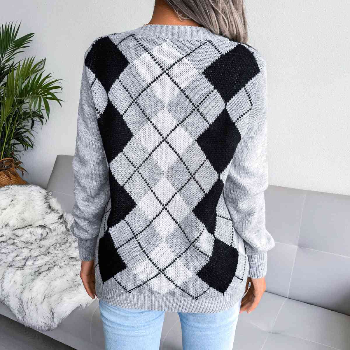 Sofia – Preppy Women's Argyle Knit Sweater