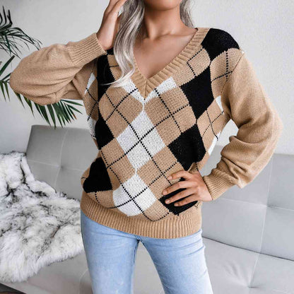 Sofia – Preppy Women's Argyle Knit Sweater